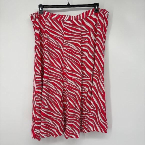 MICHAEL Michael Kors Women's Zebra Printed Midi Skirt Geranium Plus Sze 22W NWOT - Picture 2 of 4